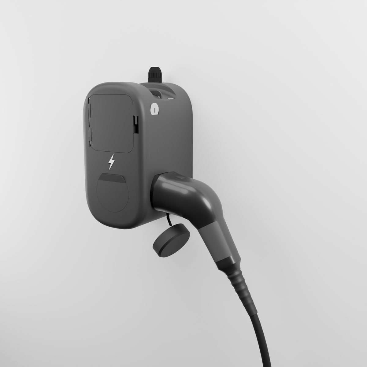 Conector aparcado en la boca derecha de la funda