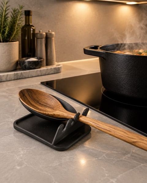 Reposacucharas en uso: Encimera junto a la placa de cocina