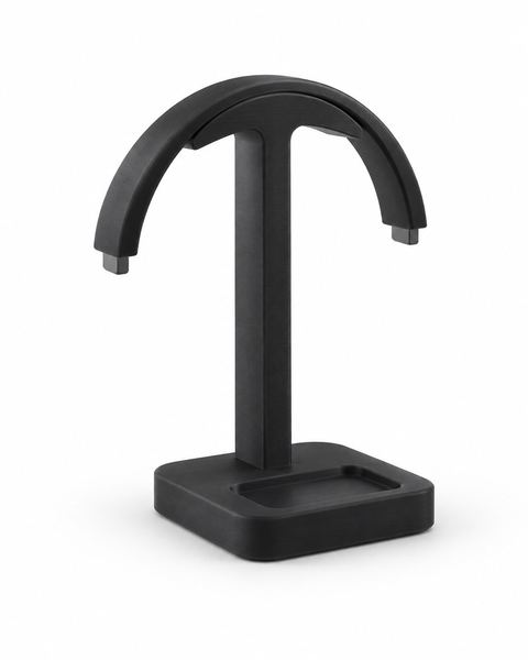 Soporte de auriculares sobre fondo blanco