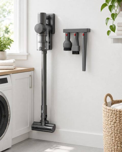 Riel del aspirador en uso
